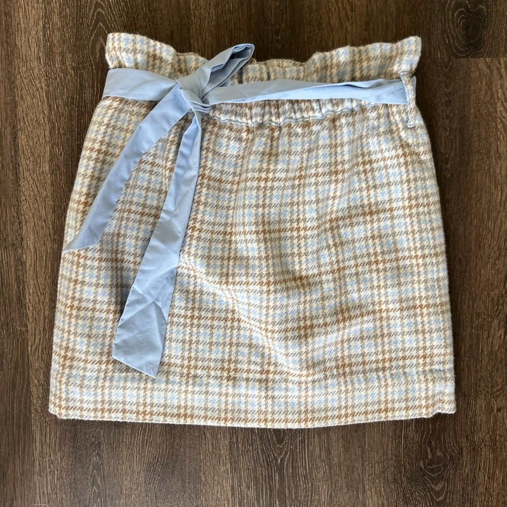 The Beaufort Bonnet Company Beasley Bow Skirt Blue Tan Woven Yarn Girl's Size 12